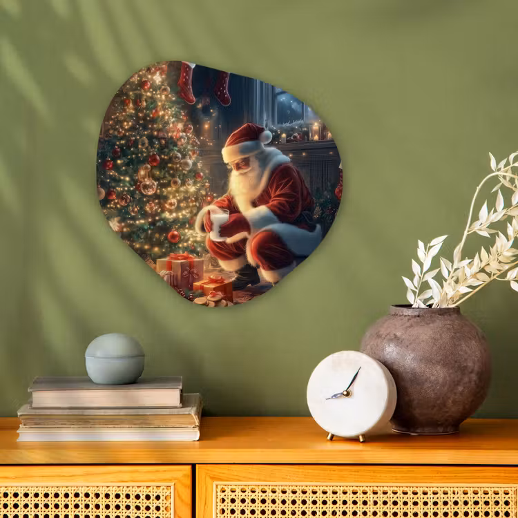 Organisch schilderij - Forex - Kerstman - Haard - Donker — 2