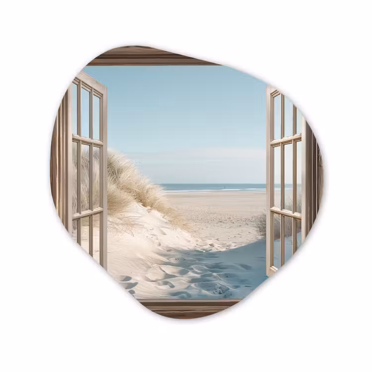 Organisch schilderij - Glas - Doorkijk - Helmgras - Duinen - Zee - Landschap — 1