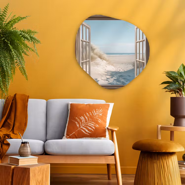 Organisch schilderij - Glas - Doorkijk - Helmgras - Duinen - Zee - Landschap — 3