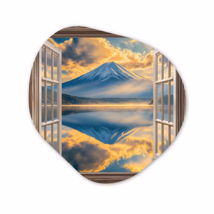 Organisch schilderij - Glas - Doorkijk - Landschap - Bergen - Uitzicht - Raam — 1