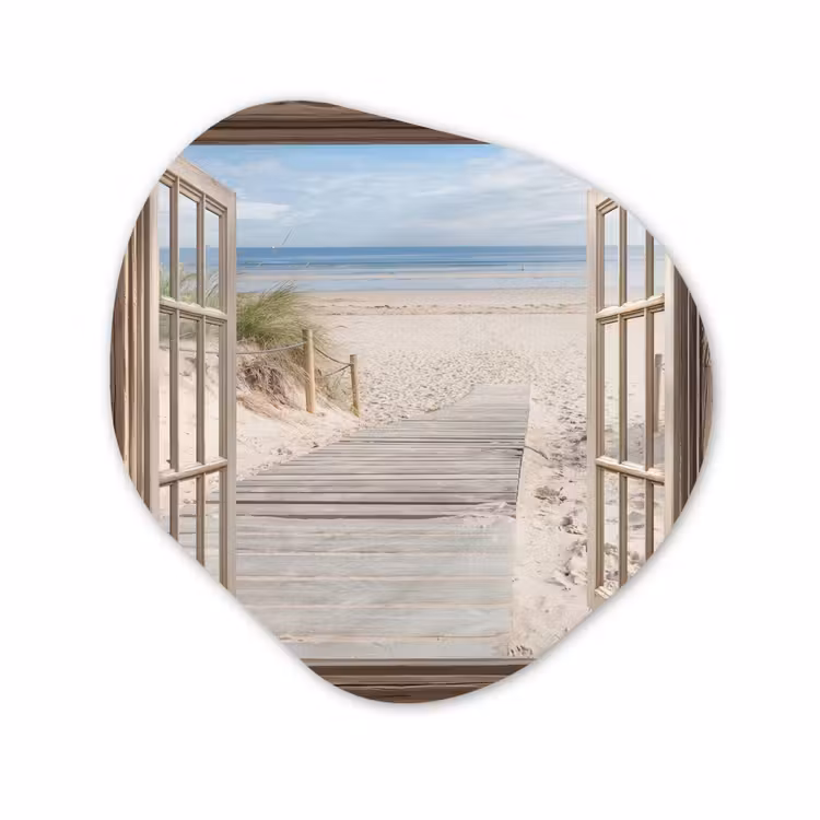 Organisch schilderij - Glas - Doorkijk - Strand - Duinen - Pad - Landschap — 1