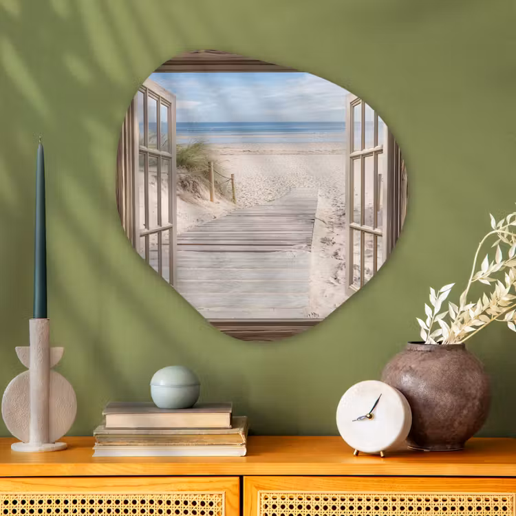 Organisch schilderij - Glas - Doorkijk - Strand - Duinen - Pad - Landschap — 2