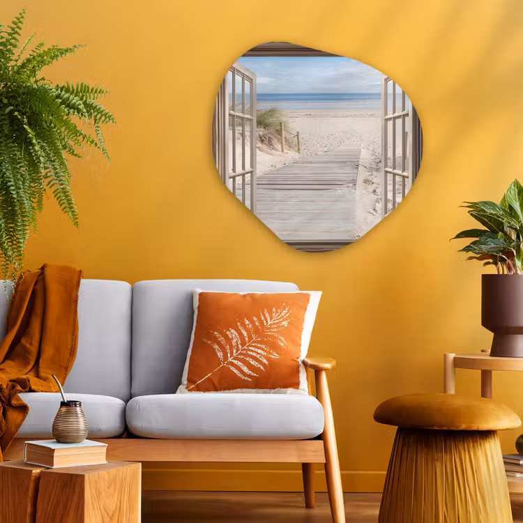 Organisch schilderij - Glas - Doorkijk - Strand - Duinen - Pad - Landschap — 3