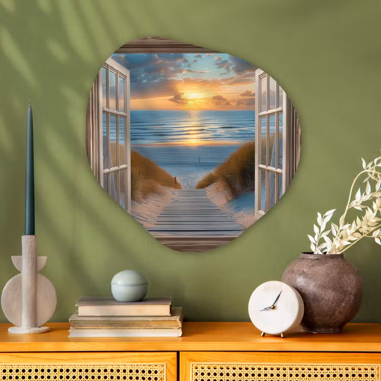 Organisch schilderij - Glas - Doorkijk - Strand - Pad - Zonsondergang — 2