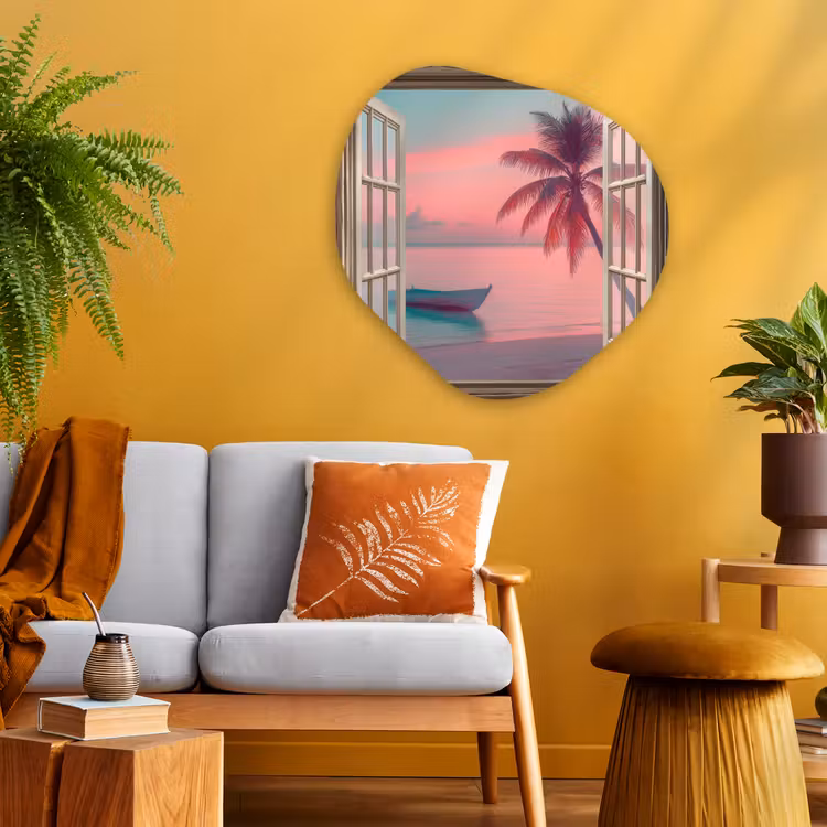 Organisch schilderij - Glas - Doorkijk - Strand - Palmboom - Tropisch — 3