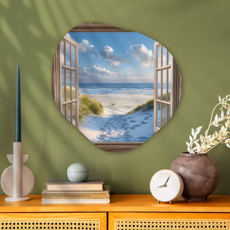 Organisch schilderij - Glas - Doorkijk - Strand - Raam - Duinen - Zee — 2