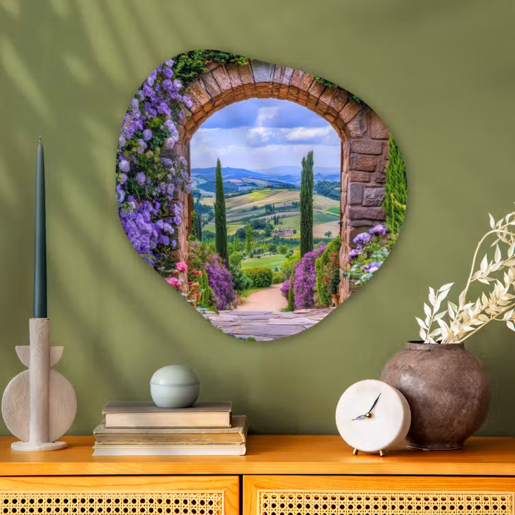 Organisch schilderij - Glas - Doorkijk - Toscane - Landschap - Poort — 2