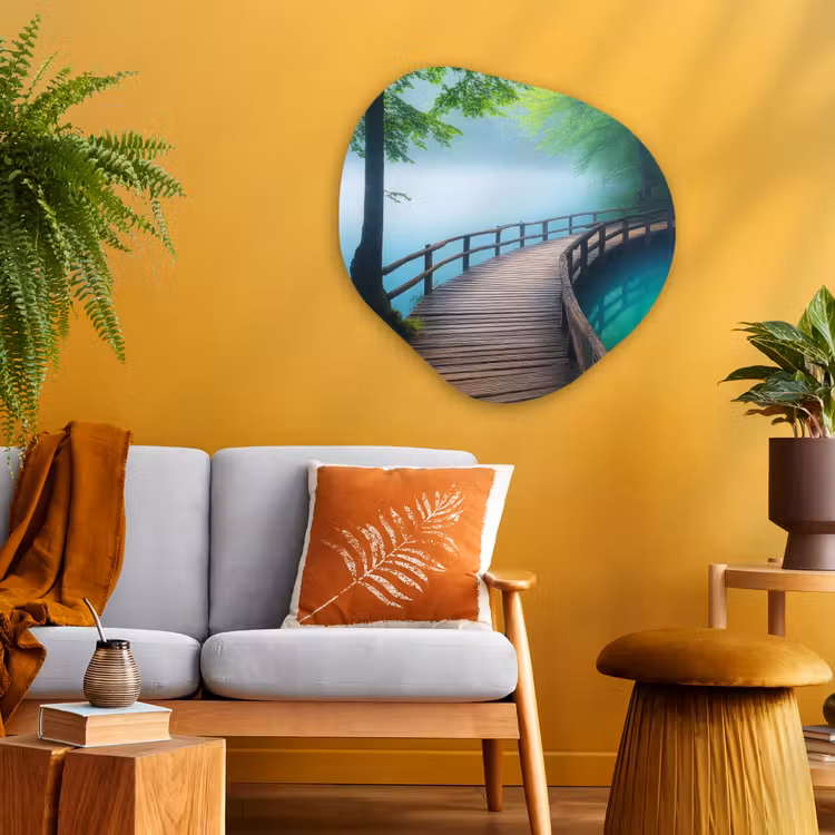 Organisch schilderij - Glas - Brug - Water - Rivier - Bos — 3