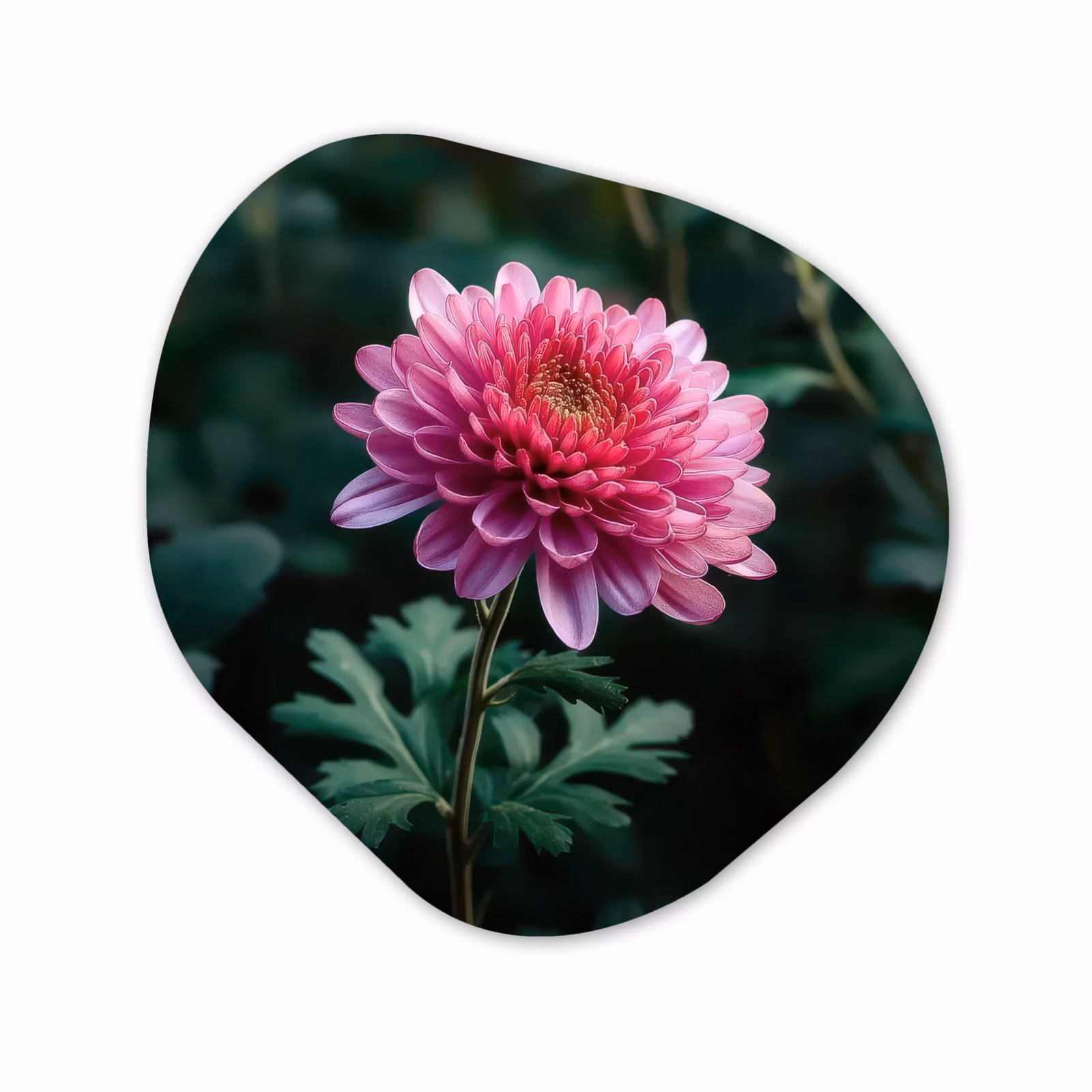 Organisch schilderij - Forex - Blad - Chrysant - Roze - Schaduw — 1