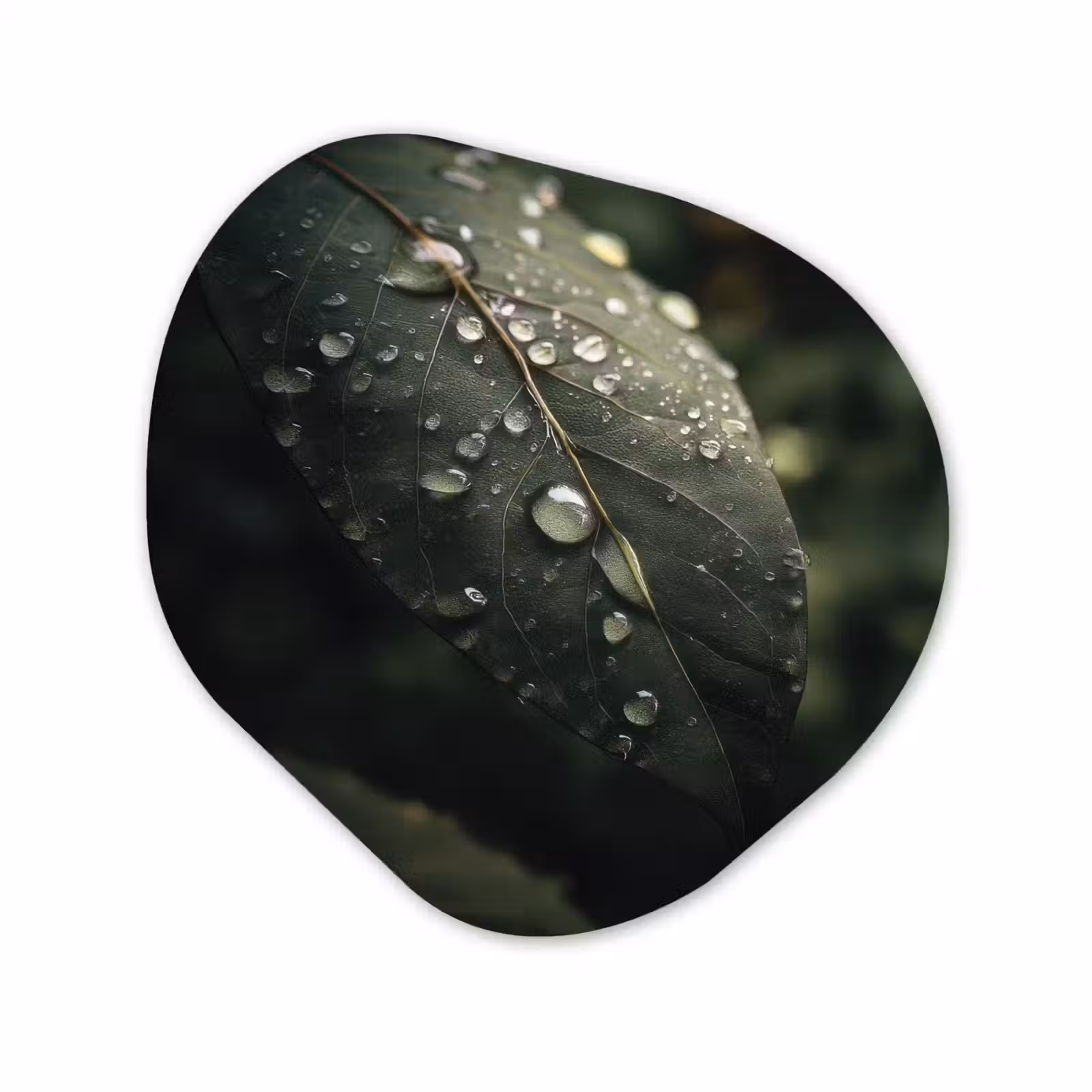 Organisch schilderij - Glas - Blad - Groen - Nerven - Regendruppels — 1