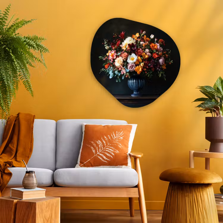 Organisch schilderij - Glas - Groot - Bloemen - Vaas - Boeket — 3