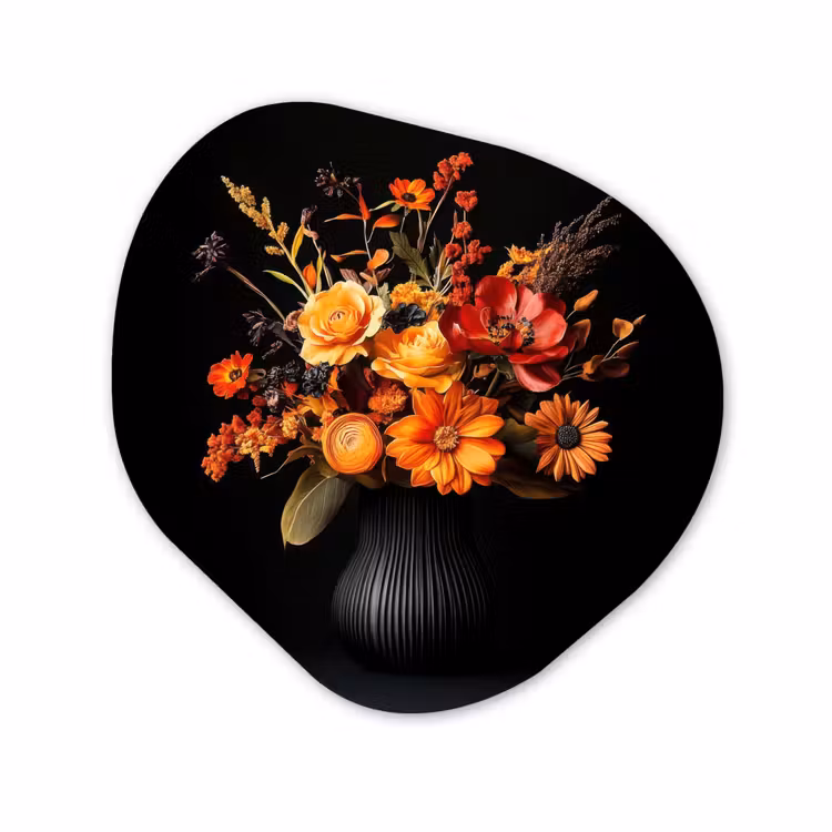 Organisch schilderij - Glas - Herfst - Boeket - Oranje — 1