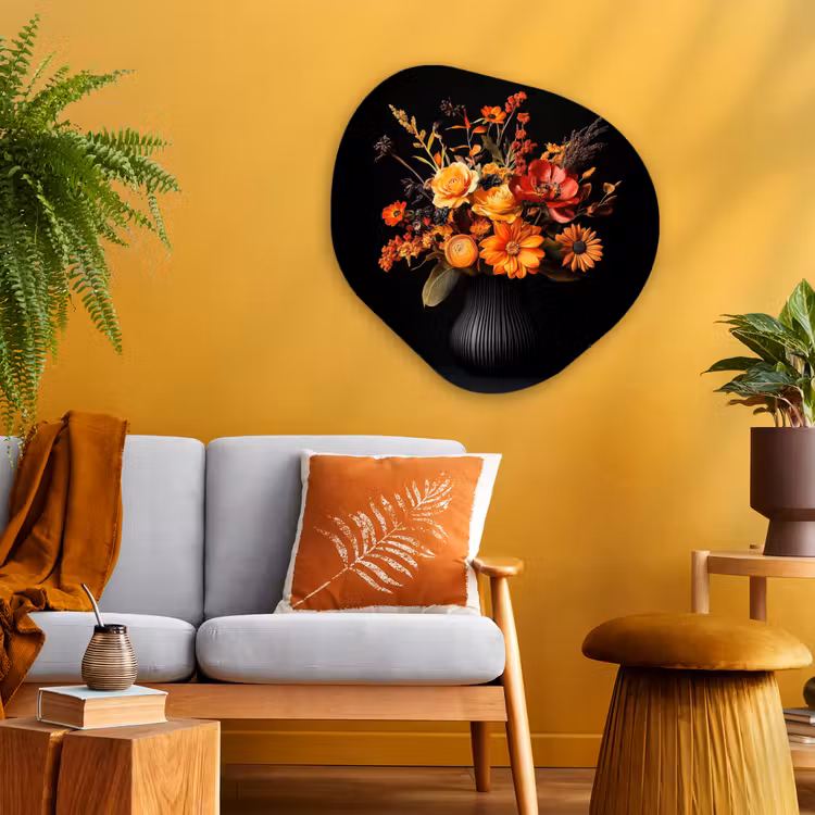 Organisch schilderij - Glas - Herfst - Boeket - Oranje — 3