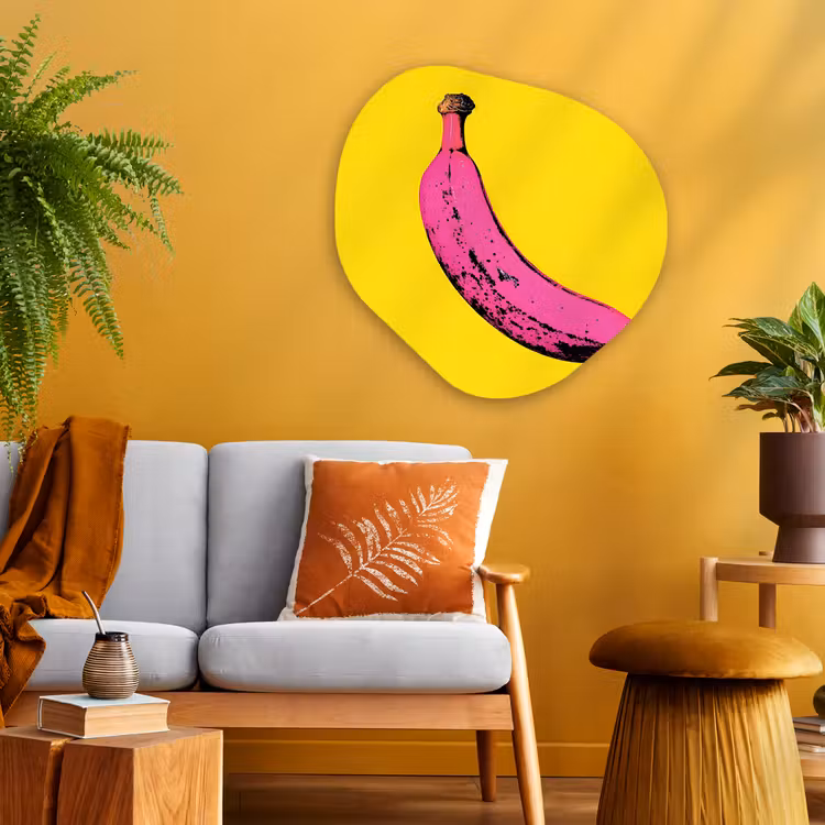 Organisch schilderij - Glas - Banaan - Grafisch - Geel — 3