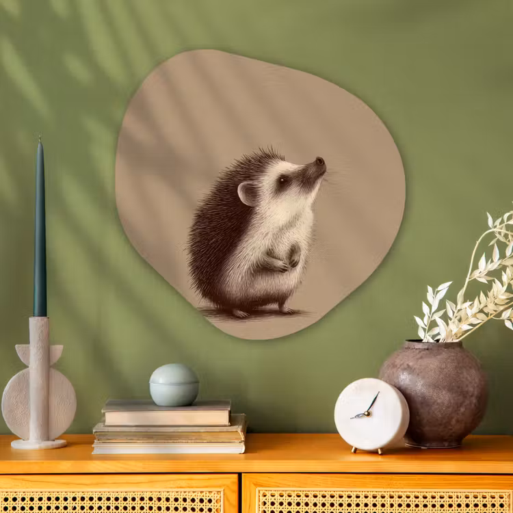 Organisch schilderij - Glas - Egel - Snuitje - Bruin - Stekels — 2