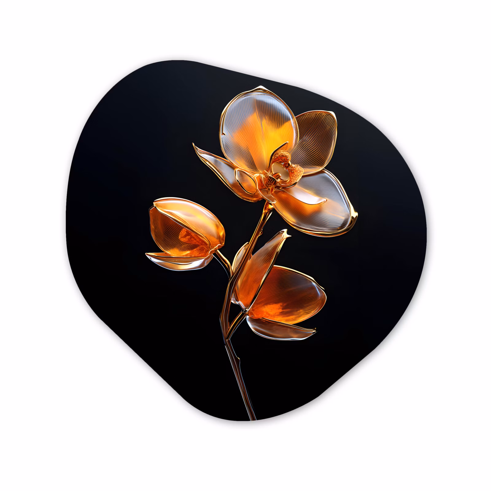 Organisch schilderij - Glas - Bloem - Orchidee - Oranje — 1