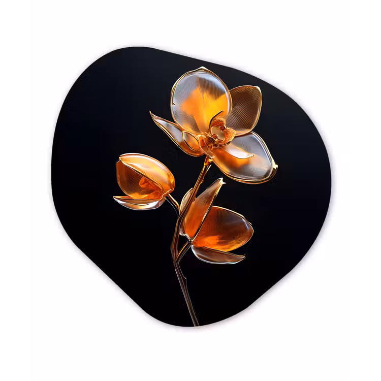 Organisch schilderij - Glas - Bloem - Orchidee - Oranje — 1