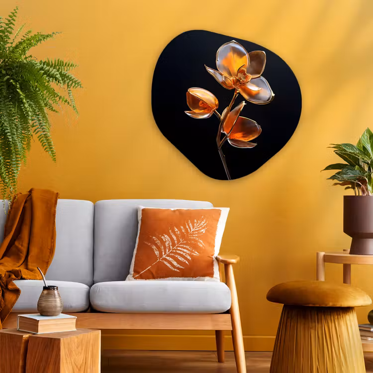Organisch schilderij - Glas - Bloem - Orchidee - Oranje — 3