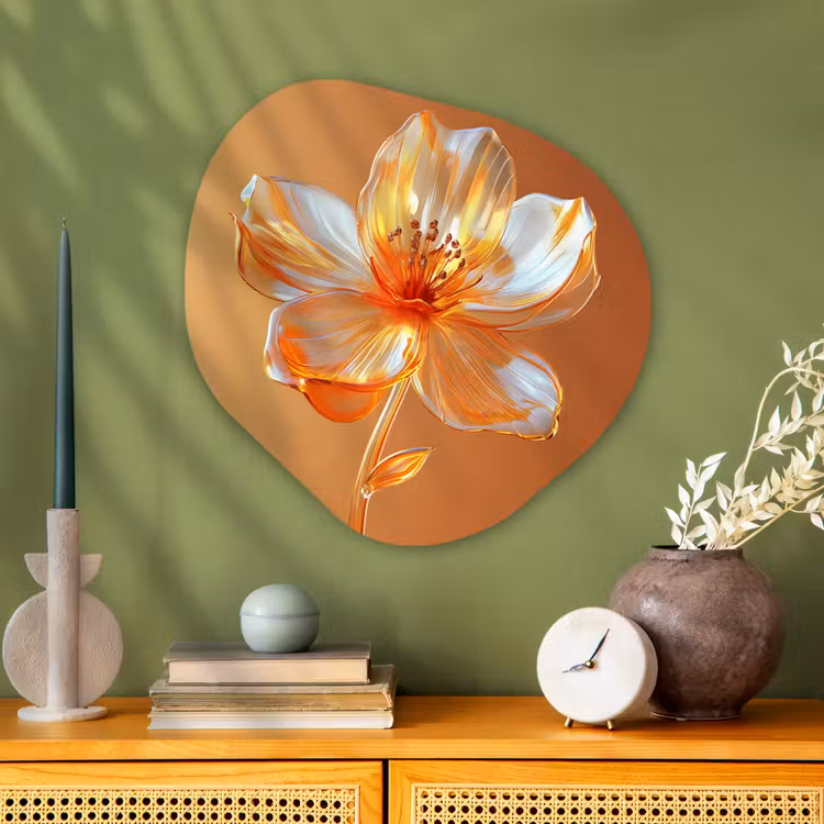 Organisch schilderij - Glas - Glazen - Bloem - Oranje — 2