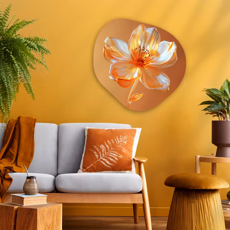 Organisch schilderij - Glas - Glazen - Bloem - Oranje — 3