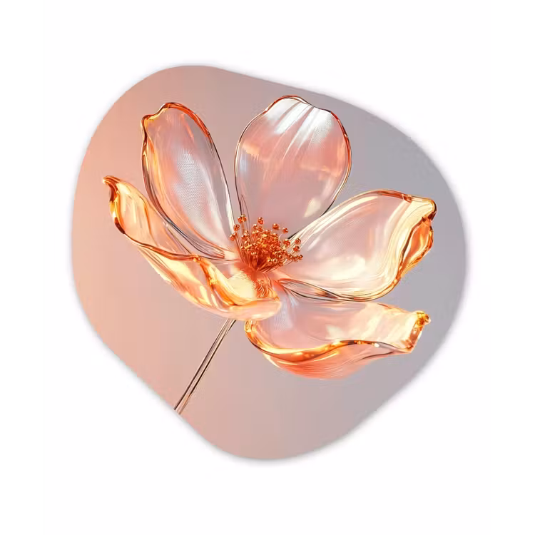 Organisch schilderij - Glas - Glazen - Bloem - Roze — 1