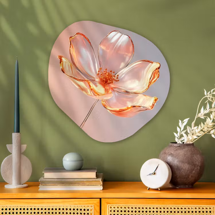 Organisch schilderij - Glas - Glazen - Bloem - Roze — 2