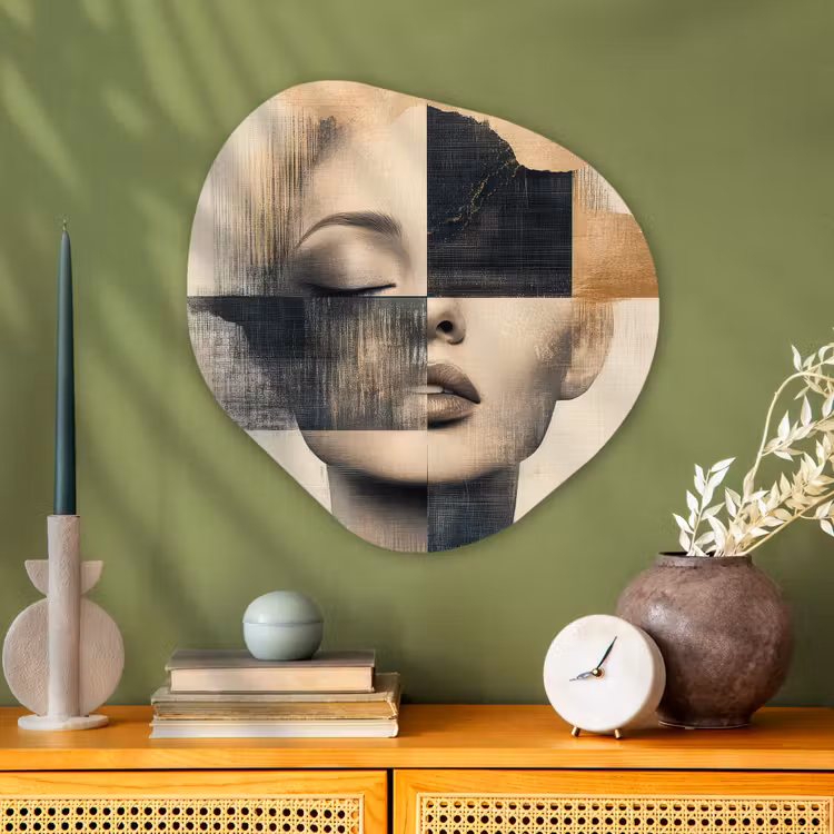 Organisch schilderij - Glas - Goud - Vrouw - Rechthoeken — 2