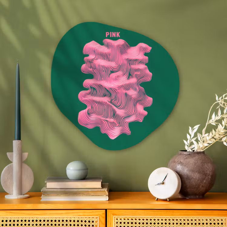 Organisch schilderij - Glas - Abstract - Pink - Lijnen - Groen — 2