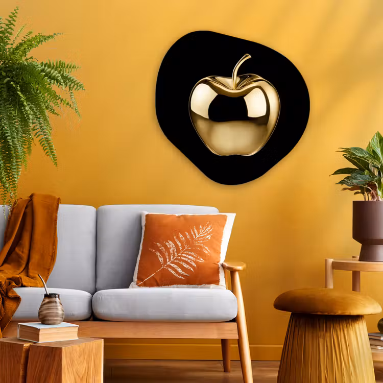 Organisch schilderij - Glas - Appel - Goud - Chrome - Zwart — 3