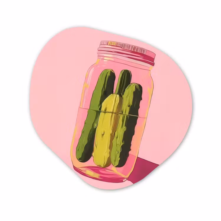 Organisch schilderij - Glas - Augurken - Pot - Schaduw - Roze — 1