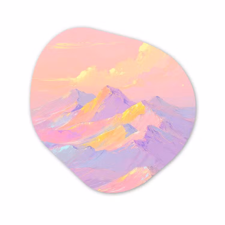 Organisch schilderij - Glas - Bergtoppen - Wolken - Dromerig — 1