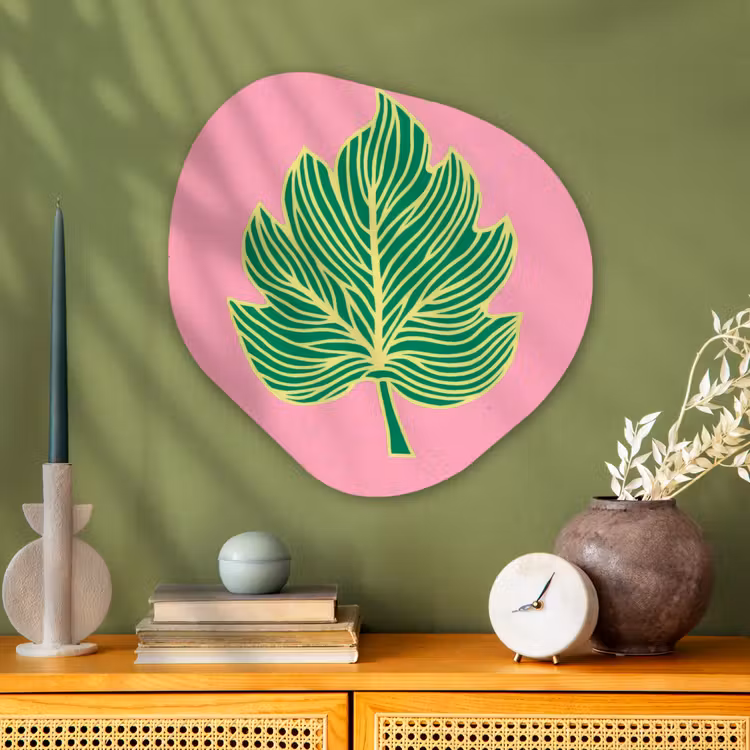 Organisch schilderij - Glas - Blad - Groen - Illustratie - Minimalistisch — 2