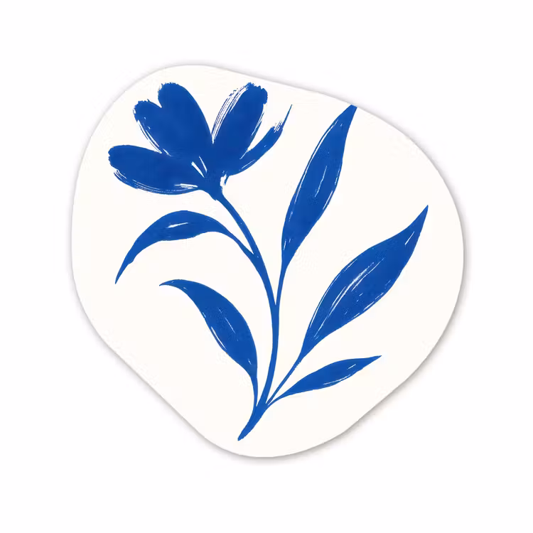 Organisch schilderij - Glas - Bloem - Blaadjes - Minimalistisch - Blauw — 1