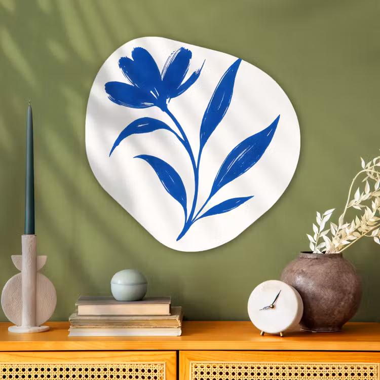 Organisch schilderij - Glas - Bloem - Blaadjes - Minimalistisch - Blauw — 2
