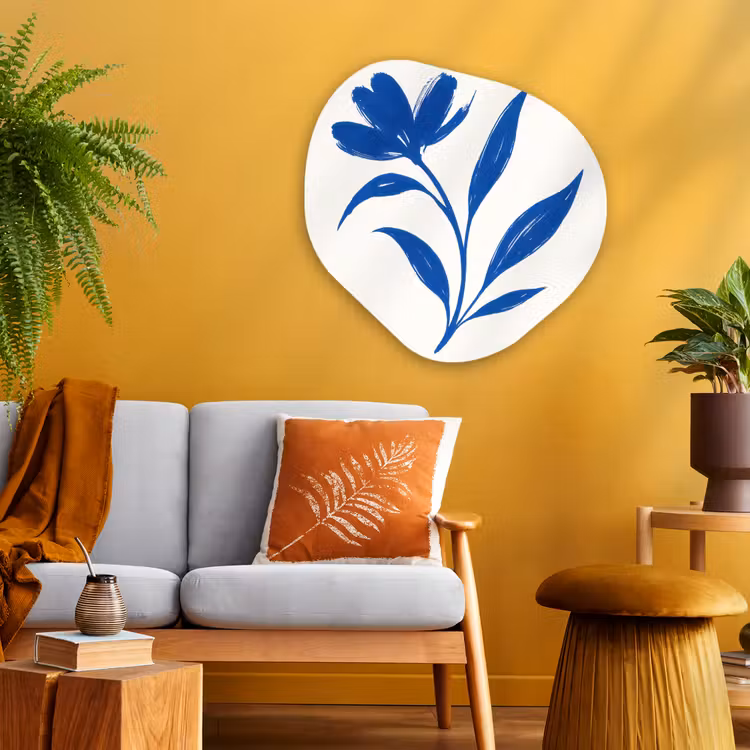 Organisch schilderij - Glas - Bloem - Blaadjes - Minimalistisch - Blauw — 3
