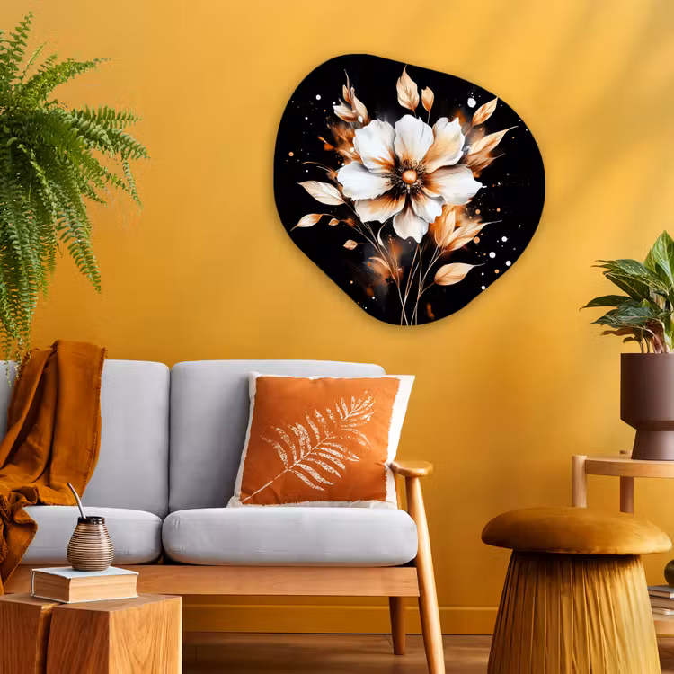 Organisch schilderij - Glas - Bloem - Verf - Goud - Graffiti - Modern — 3