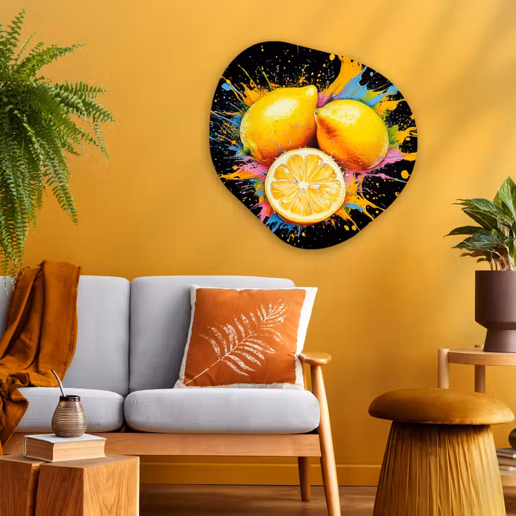 Organisch schilderij - Glas - Citroen - Graffiti - Kleurrijk - Verf - Modern — 3