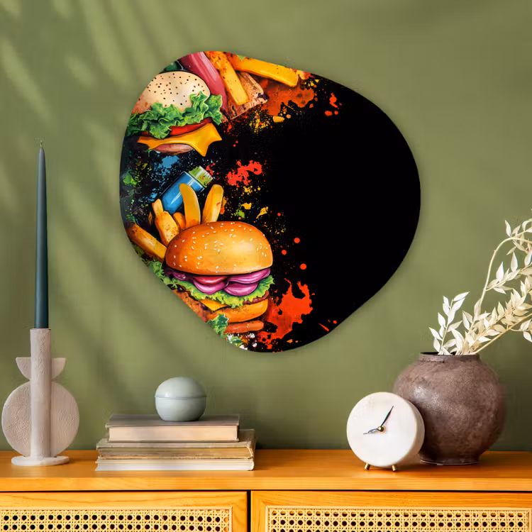 Organisch schilderij - Glas - Fastfood - Graffiti - Hamburger - Eten - Modern — 2