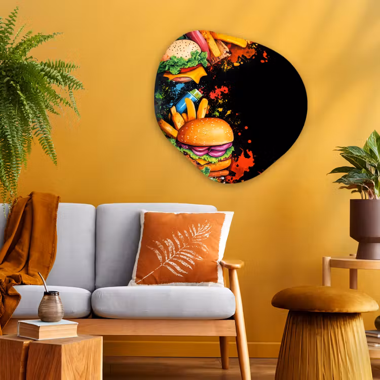 Organisch schilderij - Glas - Fastfood - Graffiti - Hamburger - Eten - Modern — 3