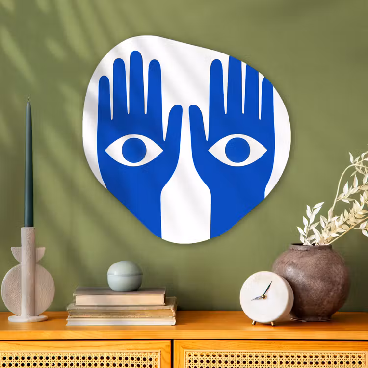 Organisch schilderij - Glas - Handen - Twee - Ogen - Blauw — 2
