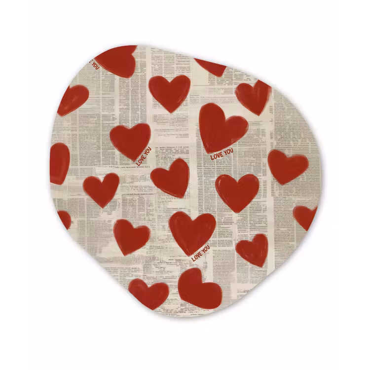 Organisch schilderij - Glas - Hartjes - Krant - Loveyou — 1