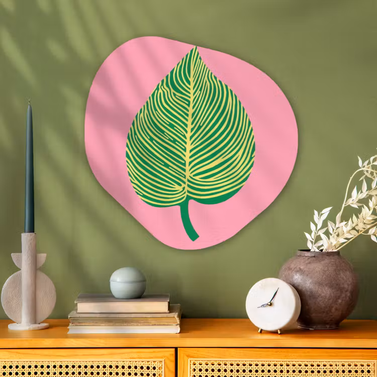 Organisch schilderij - Glas - Illustratie - Blad - Minimalistisch - Groen — 2