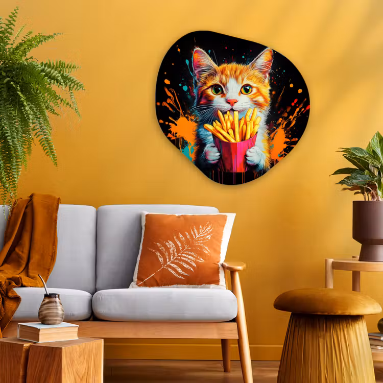 Organisch schilderij - Glas - Kat - Eten - Patat - Graffiti - Abstract — 3