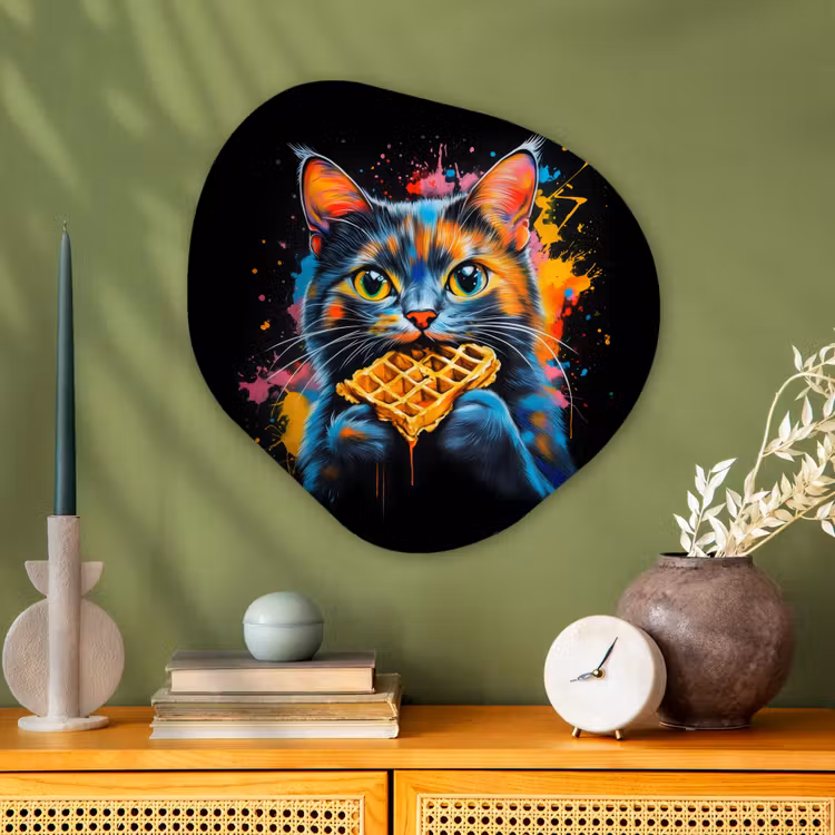 Organisch schilderij - Glas - Kat - Graffiti - Kleurrijk - Wafel - Eten — 2