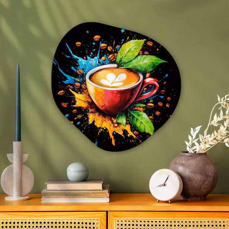 Organisch schilderij - Glas - Koffie - Graffiti - Drinken - Abstract — 2