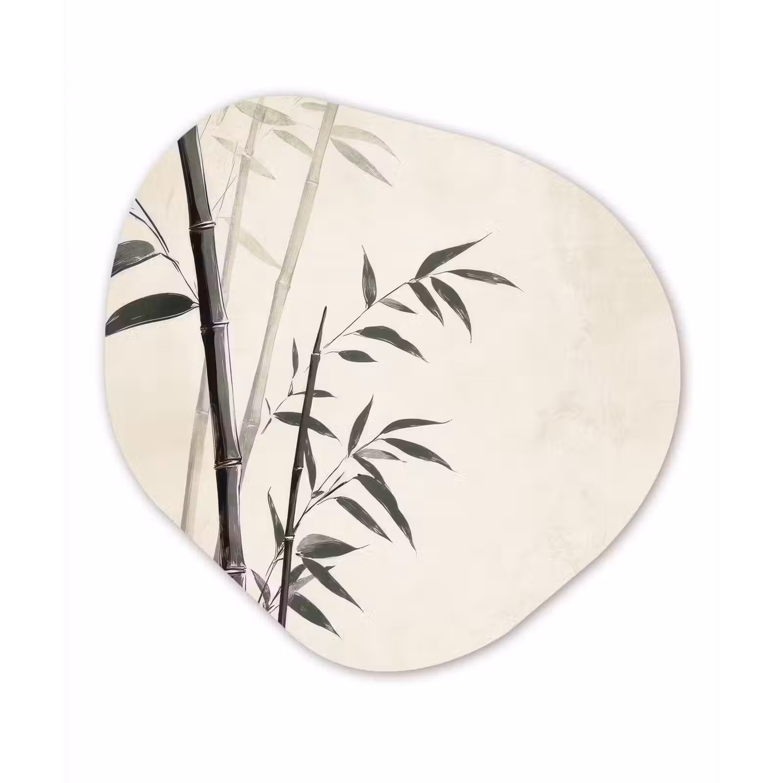 Organisch schilderij - Glas - Japandi - Bamboe - Beige — 1