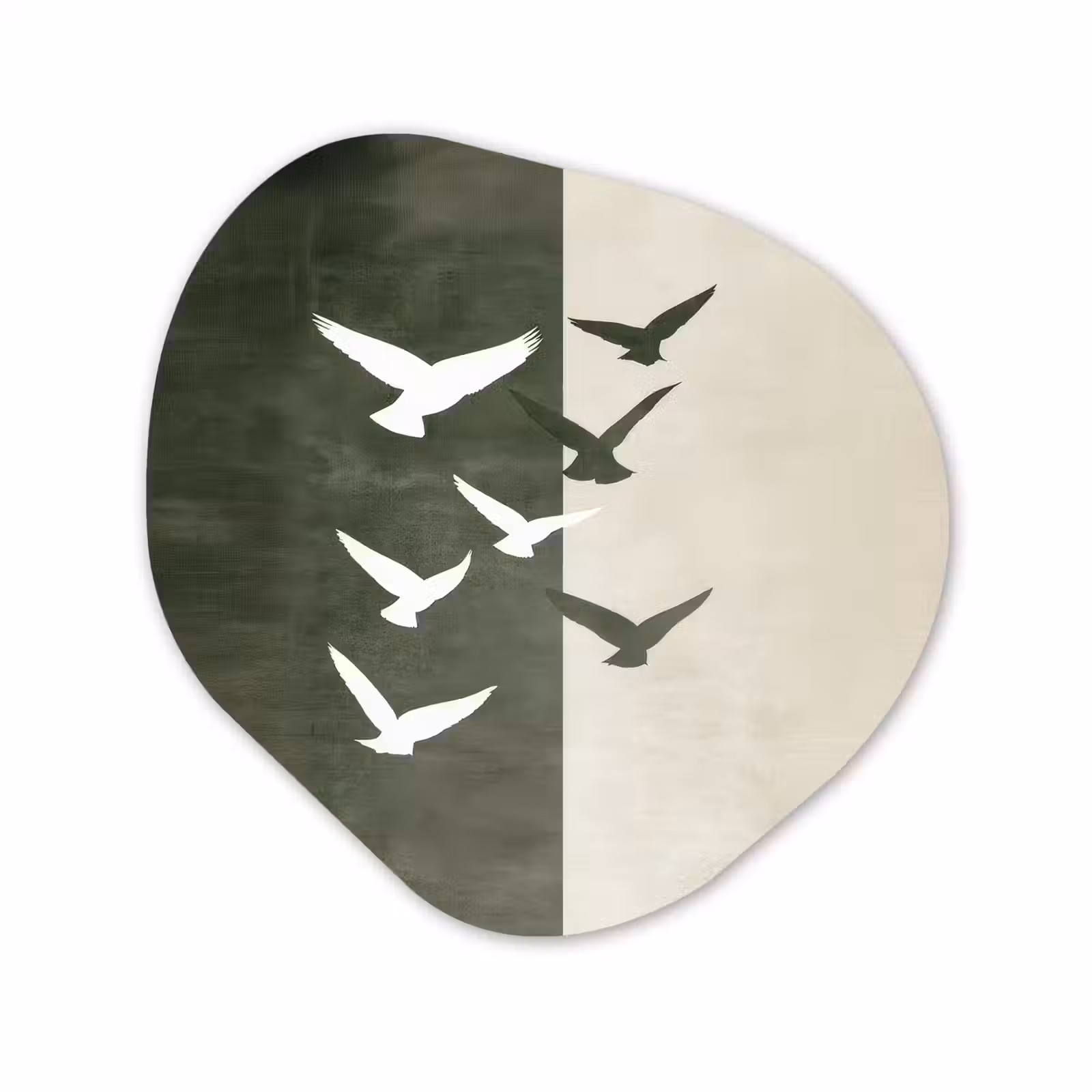 Organisch schilderij - Glas - Japandi - Vogel - Groen — 1