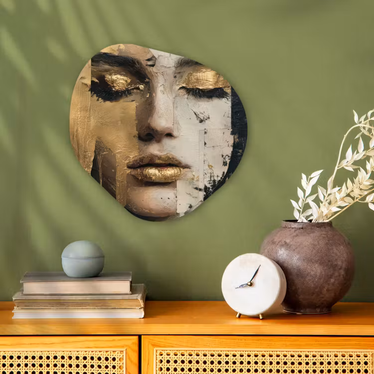 Organisch schilderij - Forex - Abstract - Goud - Gezicht - Lippen — 2