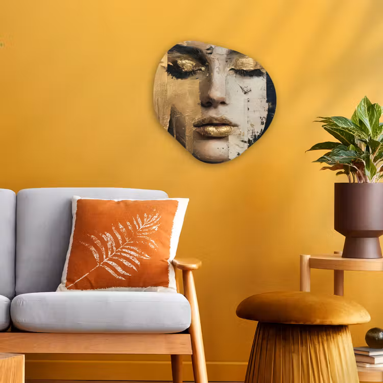 Organisch schilderij - Forex - Abstract - Goud - Gezicht - Lippen — 3