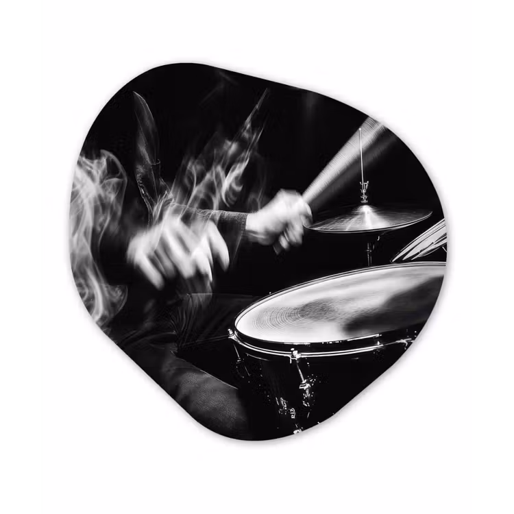 Organisch schilderij - Forex - Drummer - Zwart - Drumstel — 1